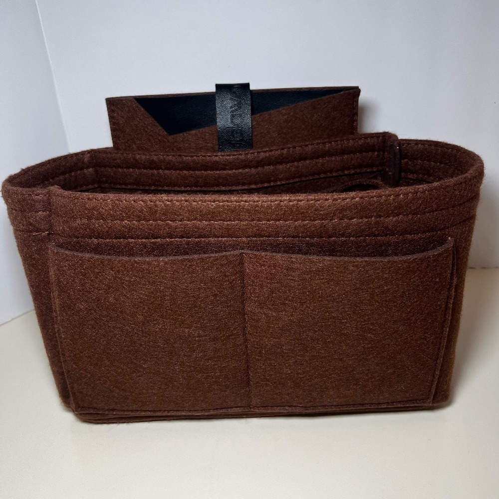Bridawn Luxury Purse Organizer Multiple Compartments Never Full Brown Felt
